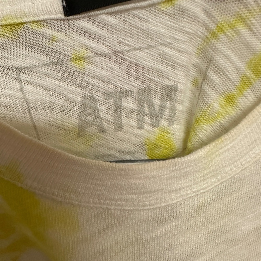 ATM Women's Slub Jersey Schoolboy Yellow Tie Dye Crew Neck Tee Size L - Picture 6 of 9